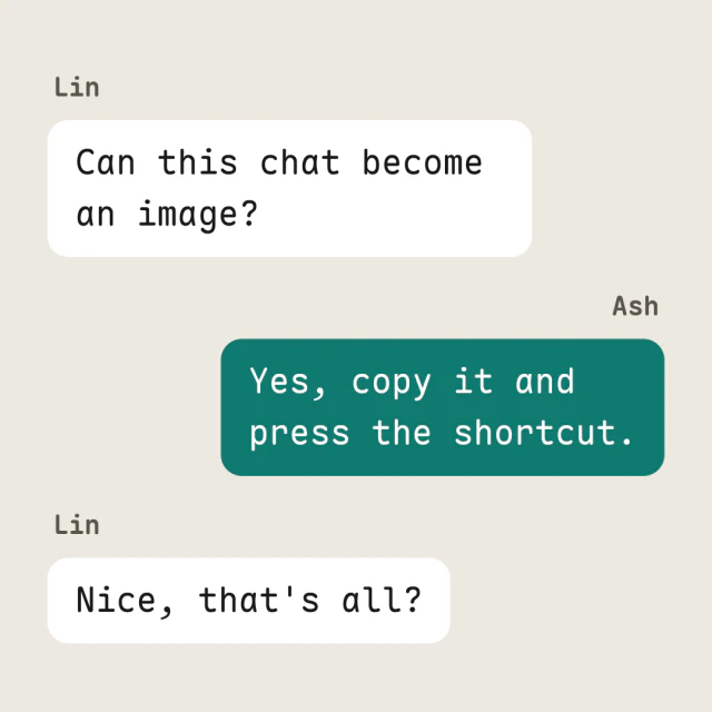 Conversation card made from the sample text, in the Chat bubbles style.