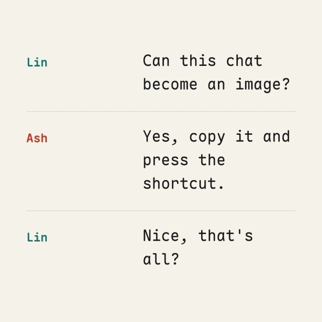 Conversation card in the Transcript style.