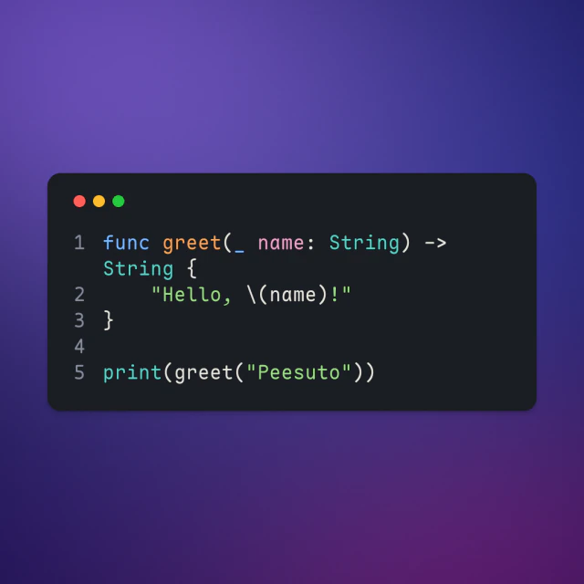 Code card made from the sample text, in the Terminal style.