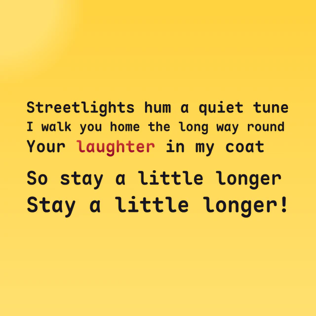 Lyrics card made from the sample text, in the Stage style.