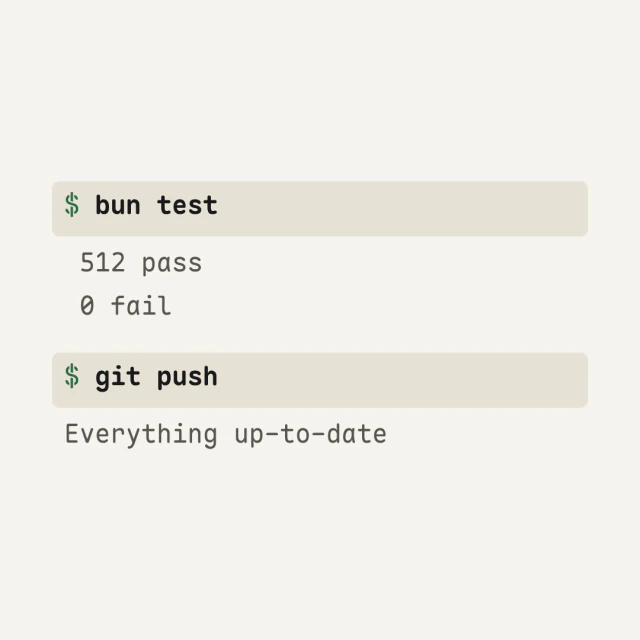 Terminal session card in the Command log style.