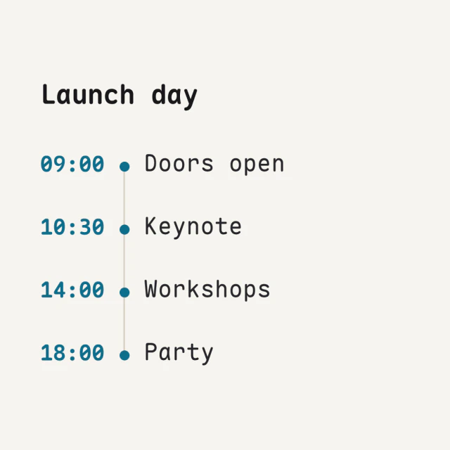 Schedule card made from the sample text, in the Agenda style.