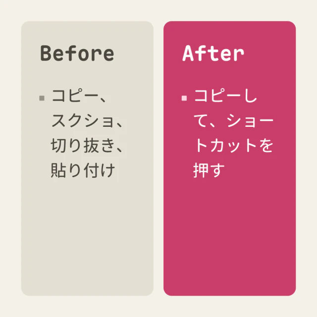 サンプルテキストから作った比較カード、左右に並べるスタイル。